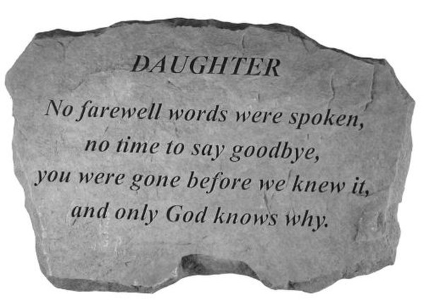 Daughter Memorial Stone No Farewell Words...